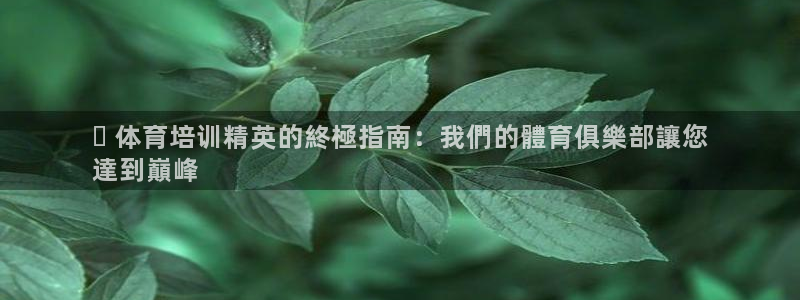 欧陆娱乐平台登陆地址：▸ 体育培训精英的終極指南：我